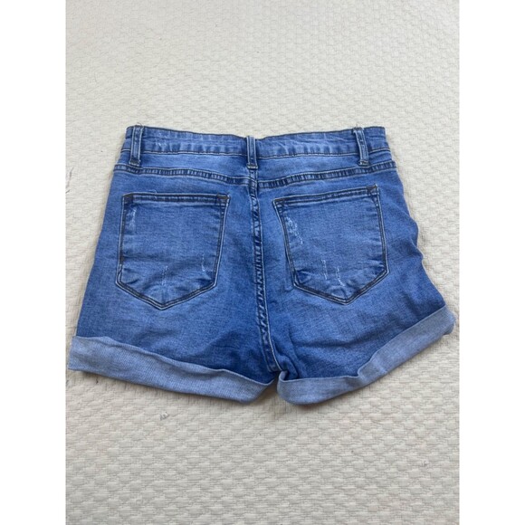 KanCan Jean Distressed Shorts Blue‎ Relaxed Cuffed Denim Medium Wash | Womens 28 - Picture 10 of 10